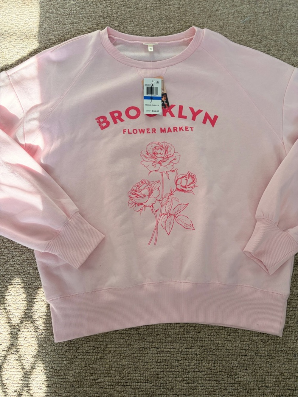 BRAND NEW Brooklyn Flower Market Pink Graphic Sweatshirt